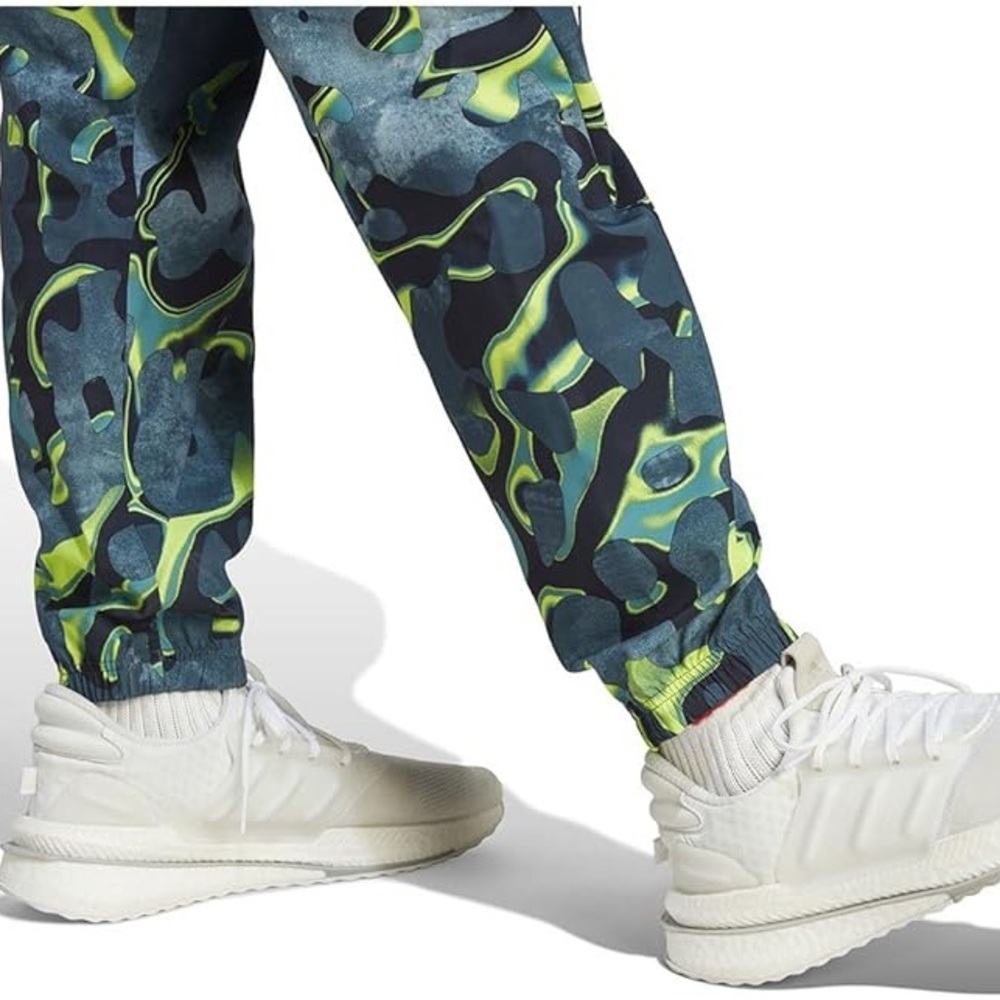 adidas Men's Future Icons Allover Print Pants Green Arctic Night Size Small - Picture 5 of 10